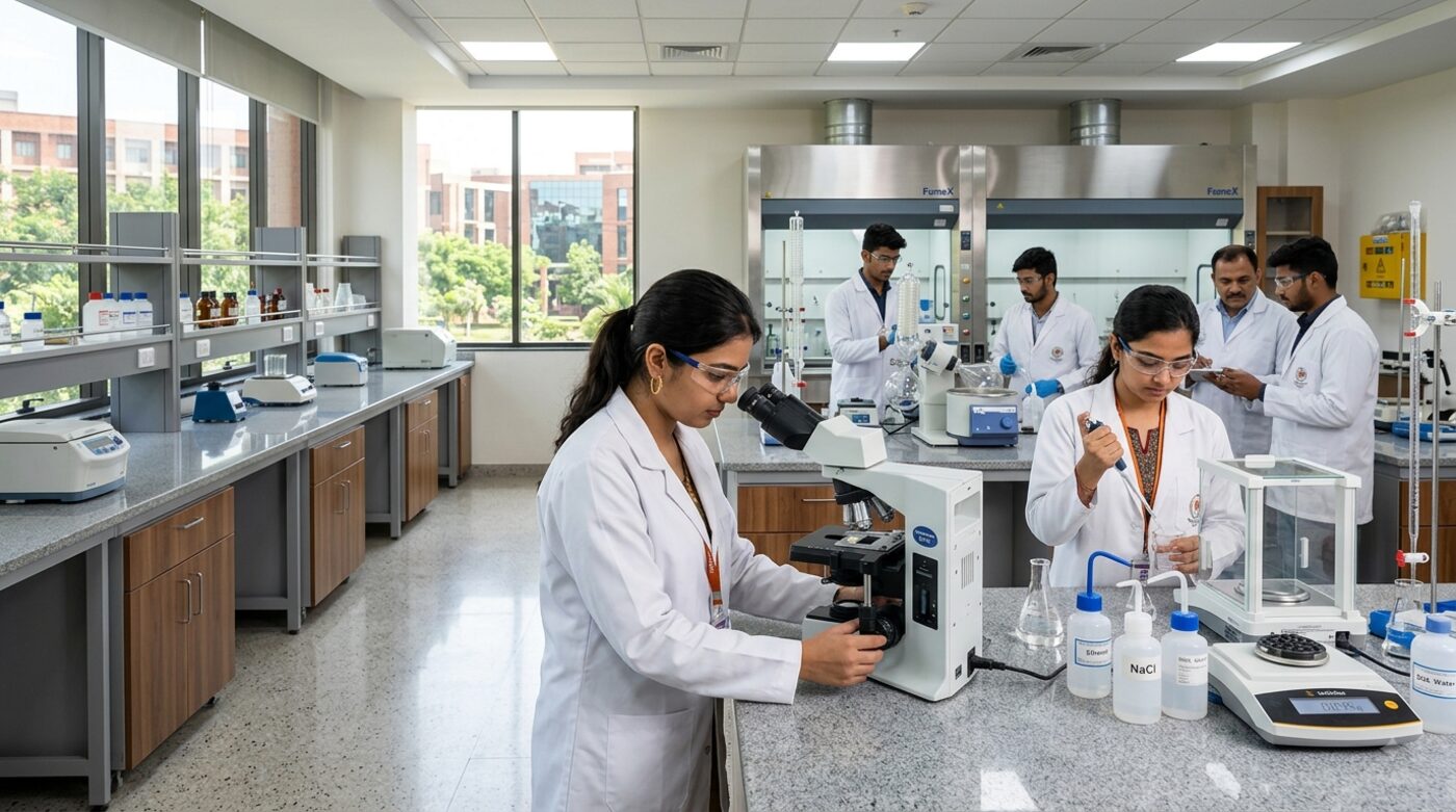 Students practicing in the Modern Labs at Vidyapati College of Health